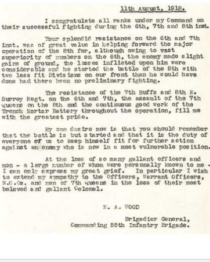 Christopher Bushell - letter re casualties
